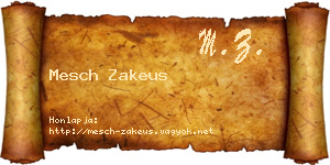 Mesch Zakeus névjegykártya
